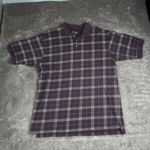 Ivy Crew Size XL Purple Plaid Cotton Polo Shirt Vintage 90s Preppy